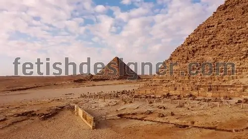 Ancient egypt pyramids on blue sky background in cairo egypt