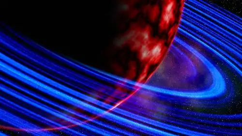 Space galaxy background with saturated planet and asteroids universe texture