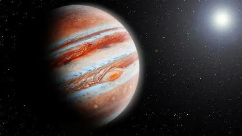 Jupiter is the fifth planet in the solar system in order of distance from the sun and the largest by size and mass ahead of saturn