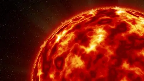 Close up sun which has star field as background